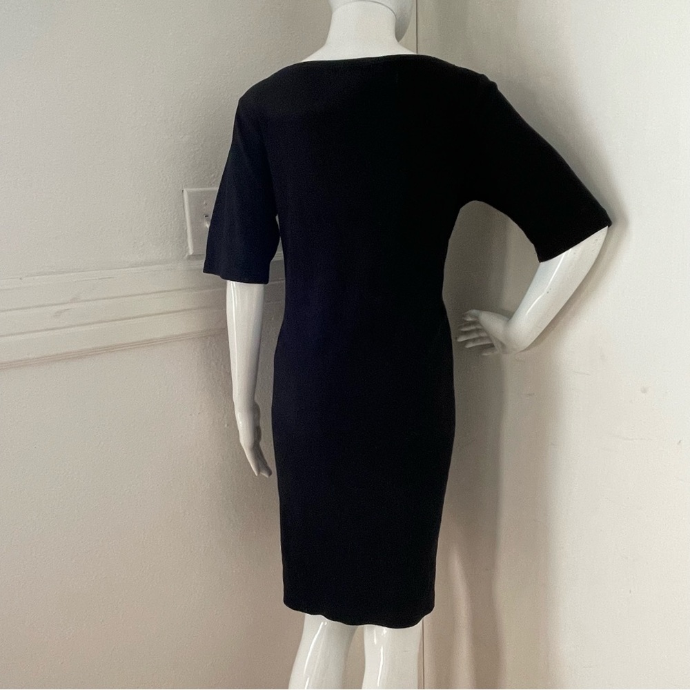 Ralph Lauren Black Cotton Dress 3/4 Sleeve Elegant Business Office Casual - Picture 6 of 15